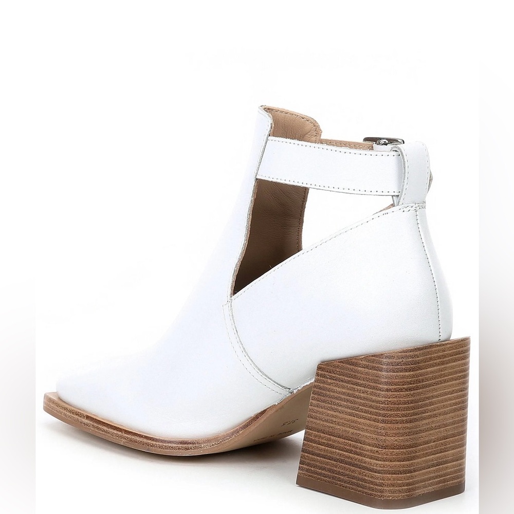 Free People Brady Buckle Shoeboot Women's Size 39.5/9.5 Whie Leather Block Heel - Picture 14 of 15